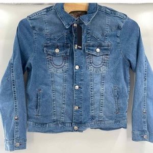 True Religion Jimmy SN Trucker Denim Blue Jean Jacket XL NWT MSRP$159